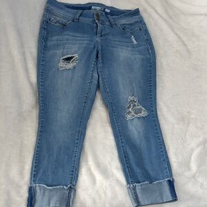 YMI Light Blue Distressed Ankle Jeans